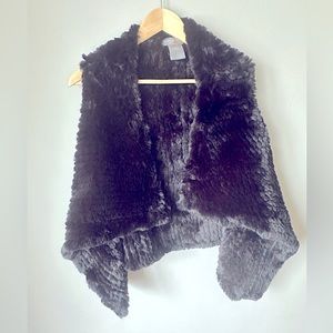 Bagatelle Black Faux Fur Soft Knitted Vest